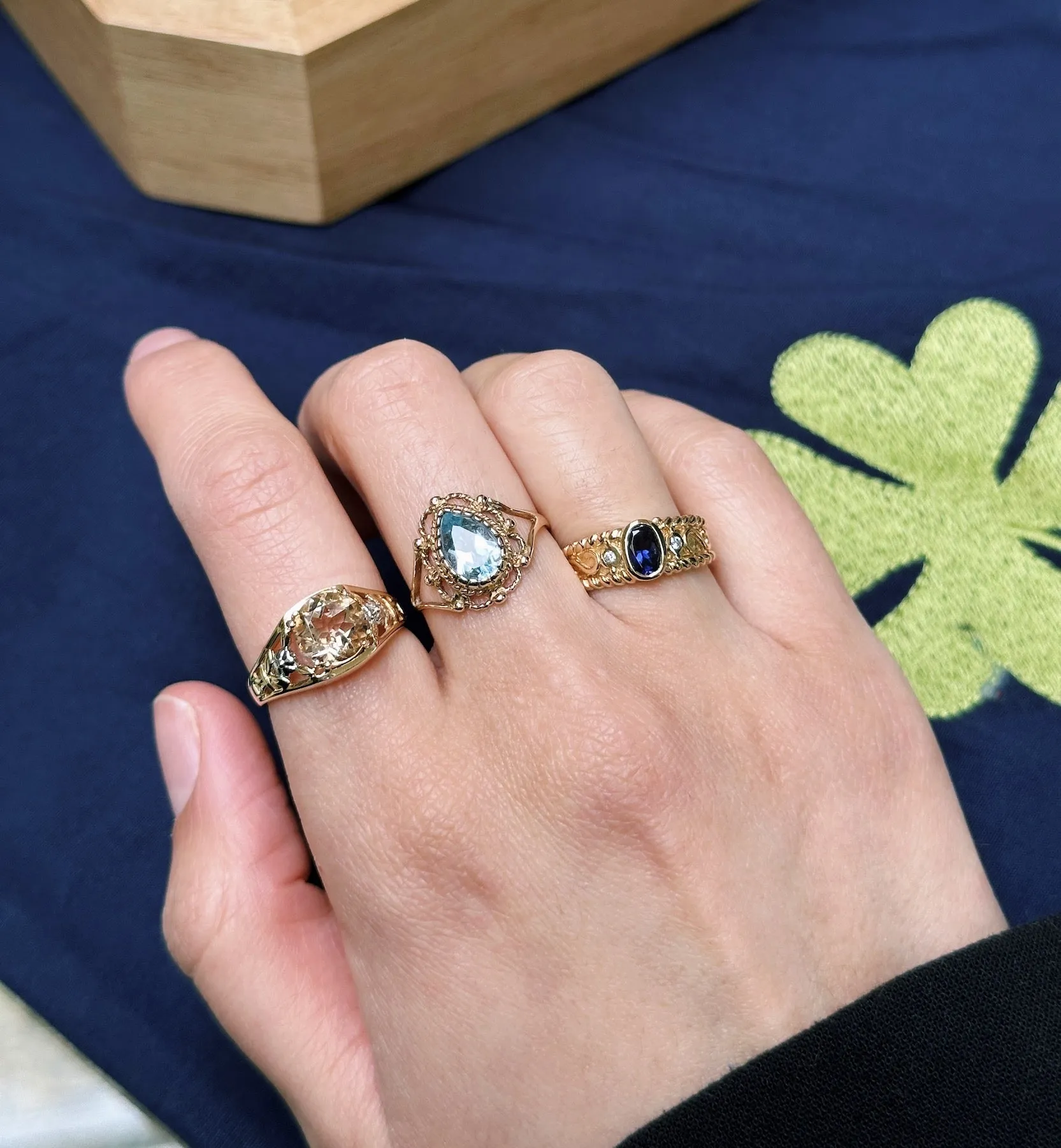 Vintage Open Citrine Low Sun Ring