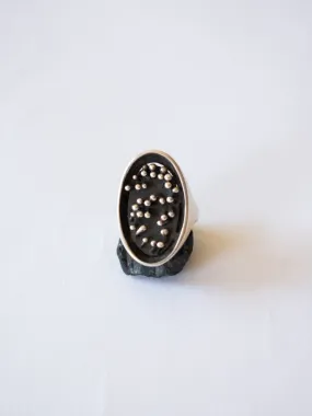 Vintage Sterling Brutalist Oval Ring Size 6