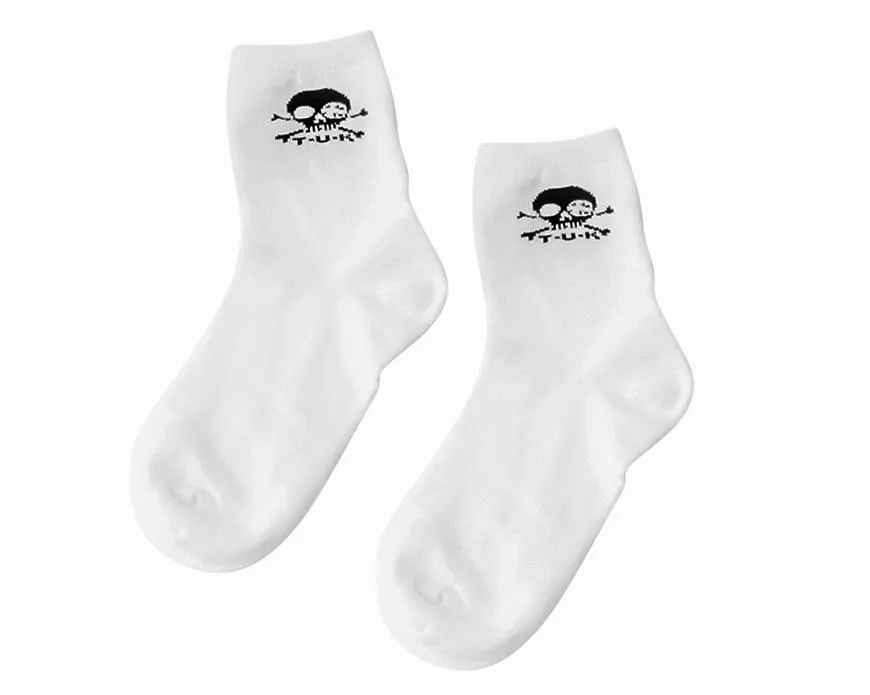 White T.U.K. Skull Logo Women’s Sock