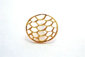 Wholesale Shiny Vermeil Gold Round Filigree Charm Connector- 18k gold plated Sterling Silver, Gold Scales Charm, Gold Round Connector, Link, 242