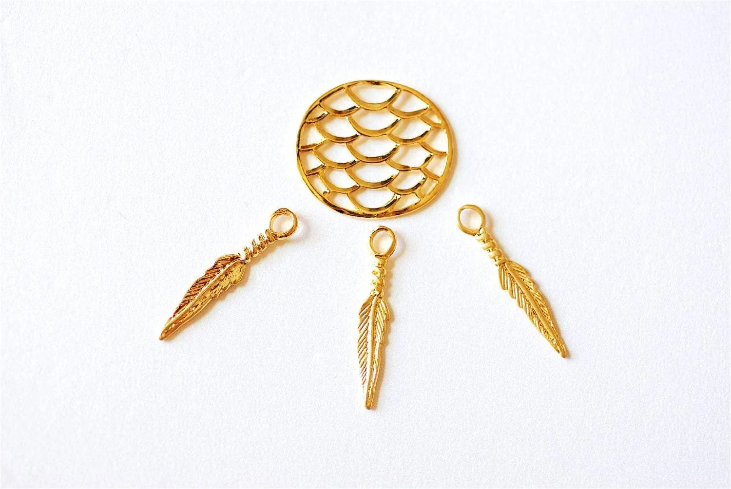 Wholesale Shiny Vermeil Gold Round Filigree Charm Connector- 18k gold plated Sterling Silver, Gold Scales Charm, Gold Round Connector, Link, 242