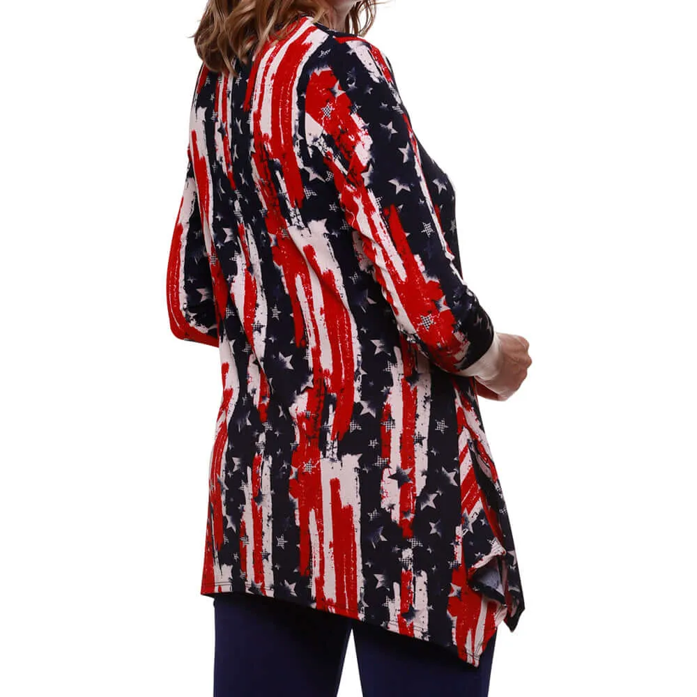 Women's Made in USA Stars and Stripes V-Neck Sharkbite Tunic