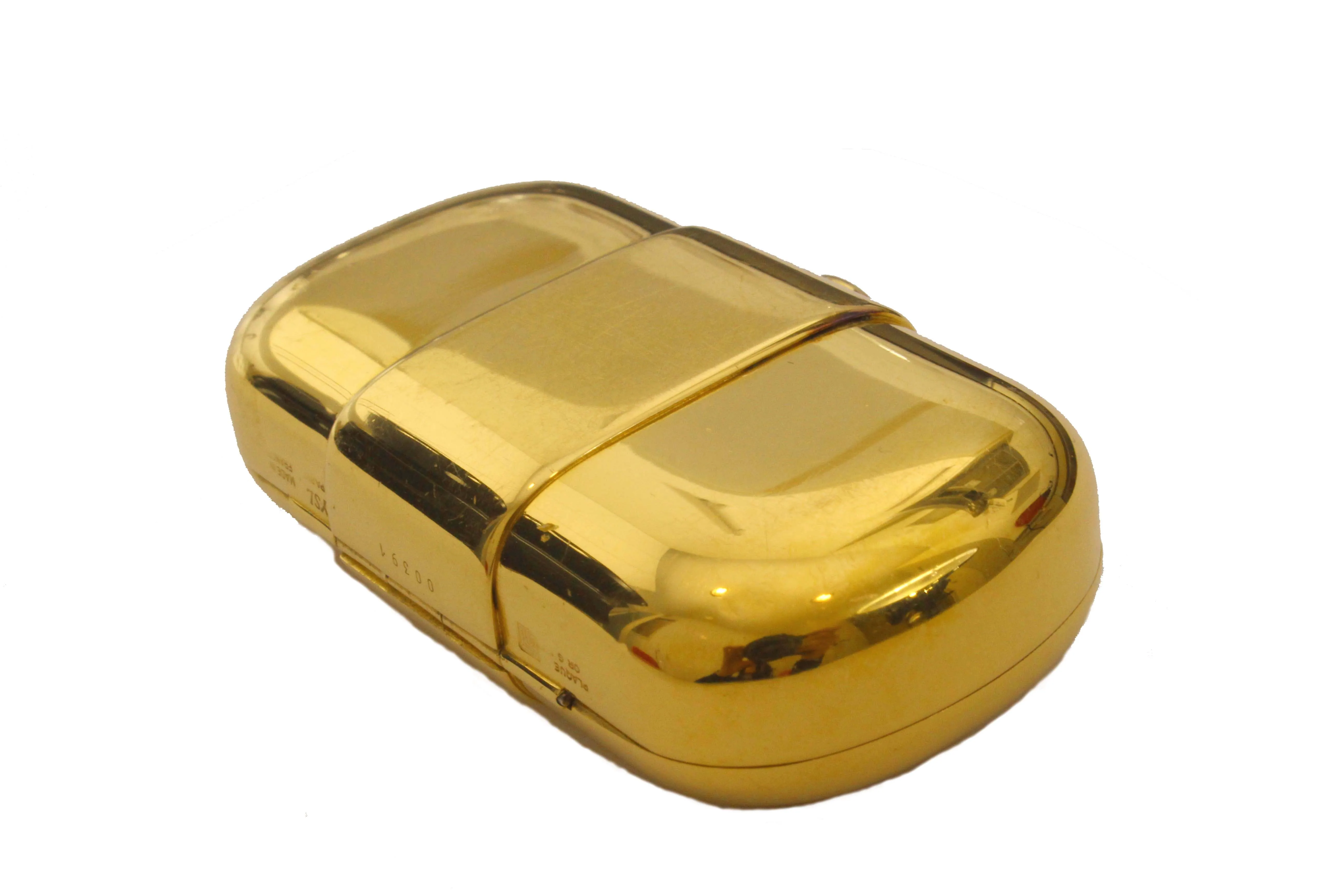 YVES SAINT LAURENT gold plated pillbox