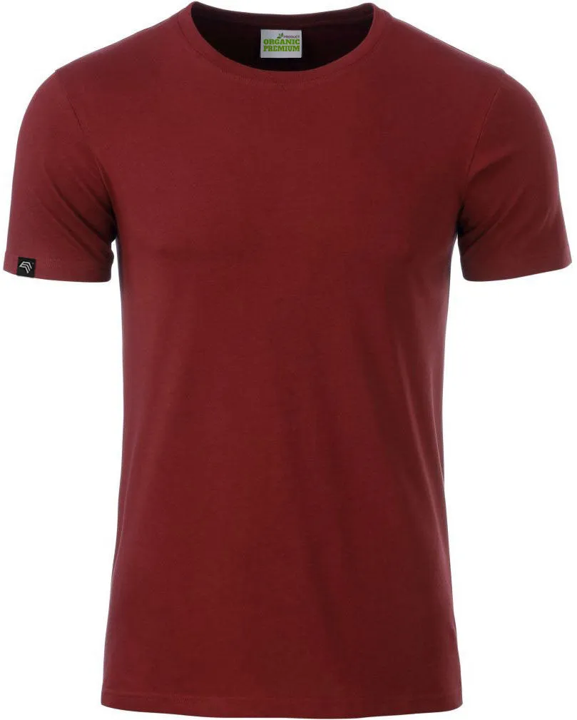 ― % ― JAN 8008/ ― Herren Bio-Baumwolle T-Shirt - Bordeaux Rot Braun [M]